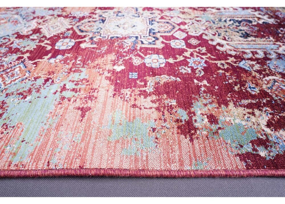 Modern Area Red and Blue Oriental Rug 1.6x2.2 ft - Rugs 1