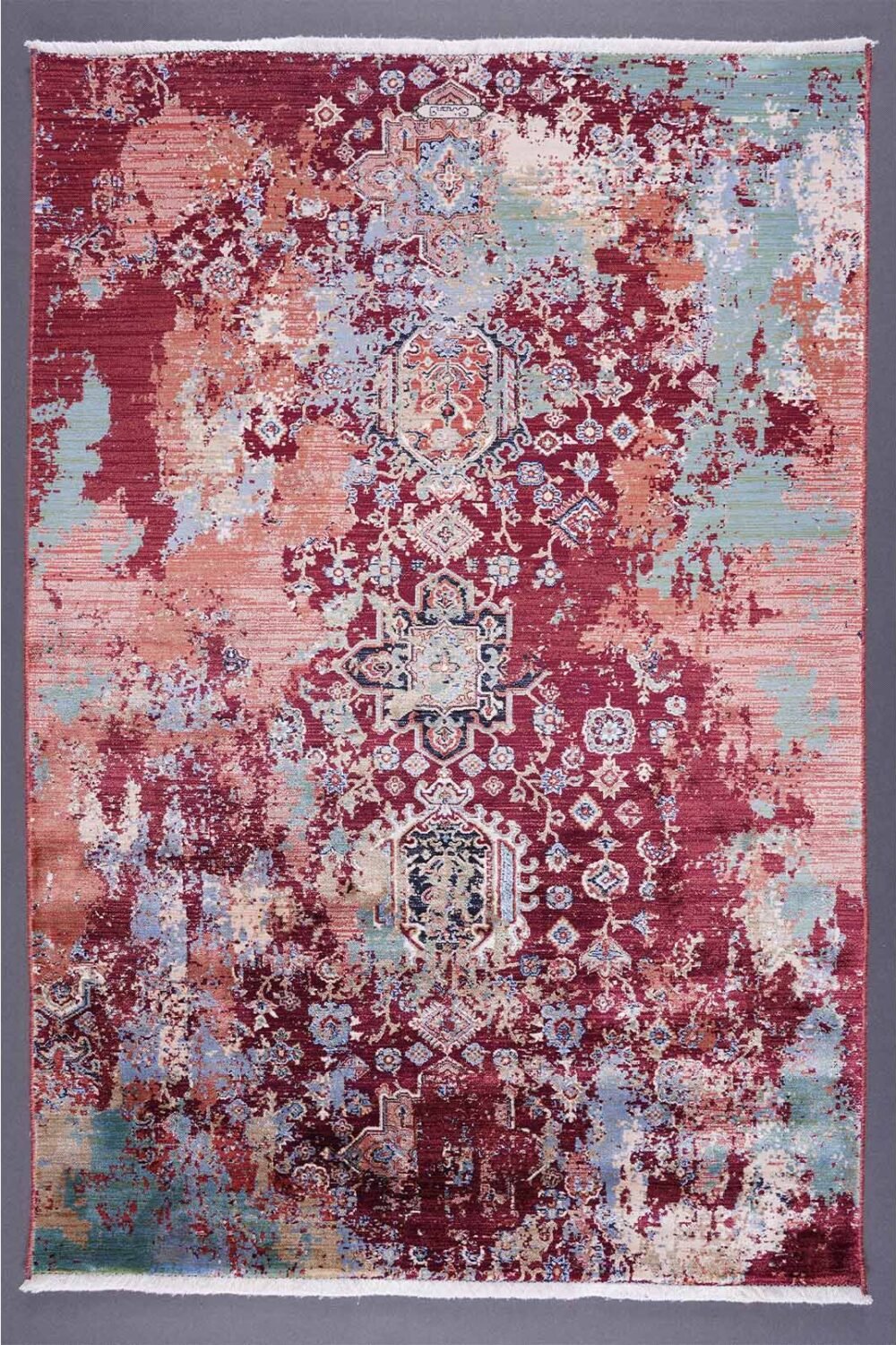 Modern Area Rug 3.9x2.6 ft Machine Made Red-Orange - Rugs 1