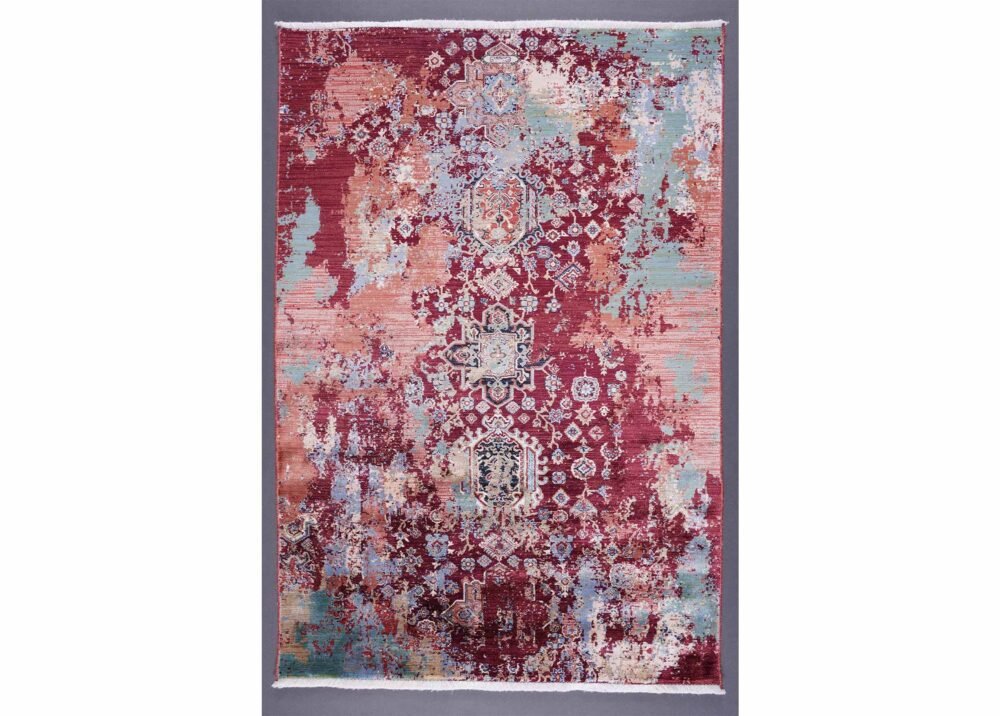 Modern Area Rug 3.9x2.6 ft Machine Made Red-Orange - Rugs 1