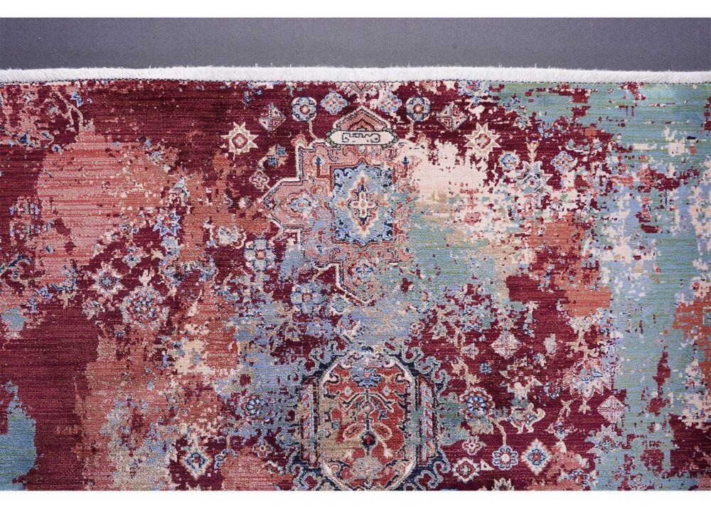 Modern Area Rug 3.9x2.6 ft Machine Made Red-Orange - Rugs 1