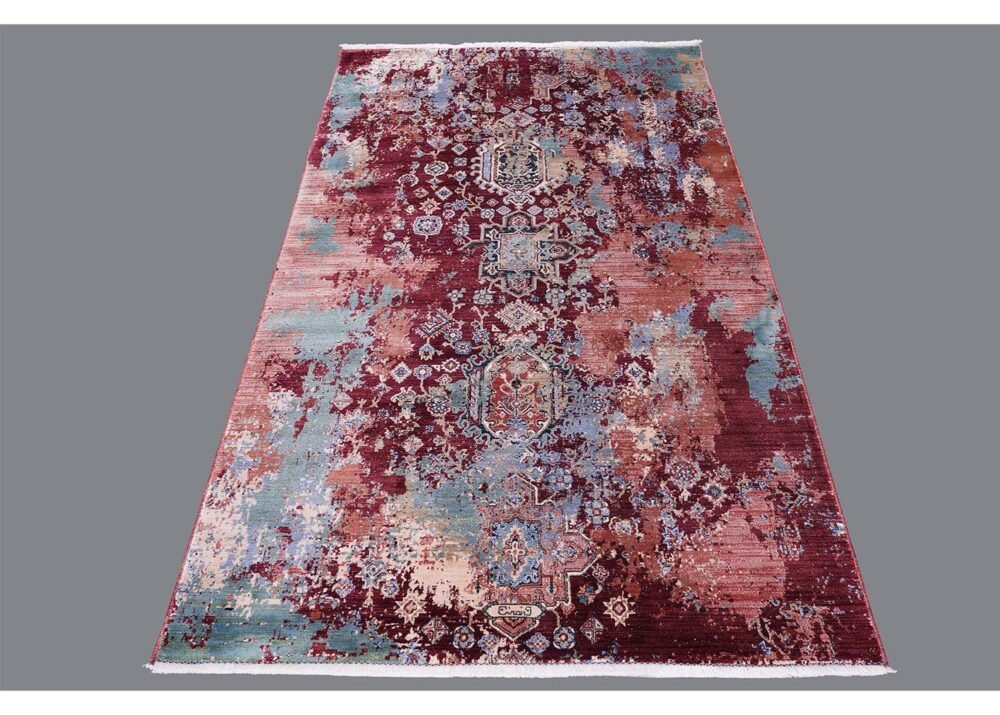 Modern Area Rug 3.9x2.6 ft Machine Made Red-Orange - Rugs 1