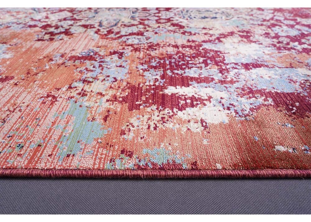 Modern Area Rug 3.9x2.6 ft Machine Made Red-Orange - Rugs 1