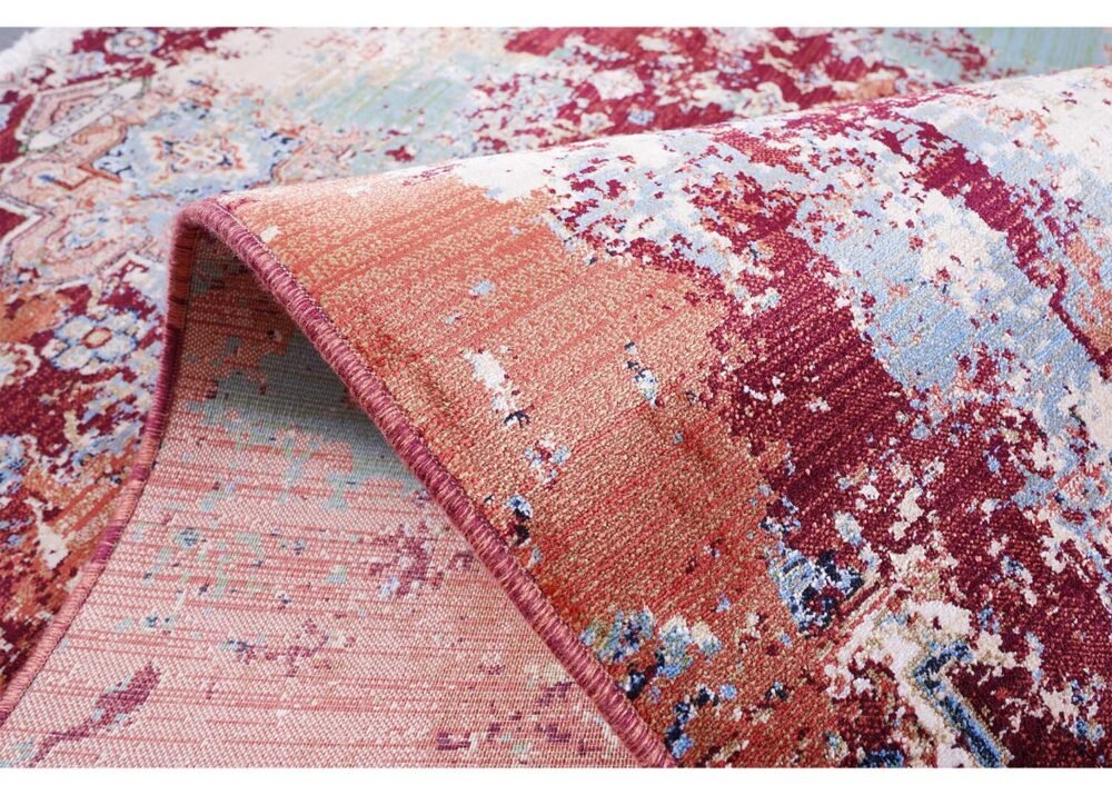 Modern Area Rug 3.9x2.6 ft Machine Made Red-Orange - Rugs 1