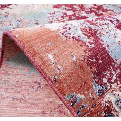 Modern Area Rug 3.9x2.6 ft Machine Made Red-Orange - Rugs 1