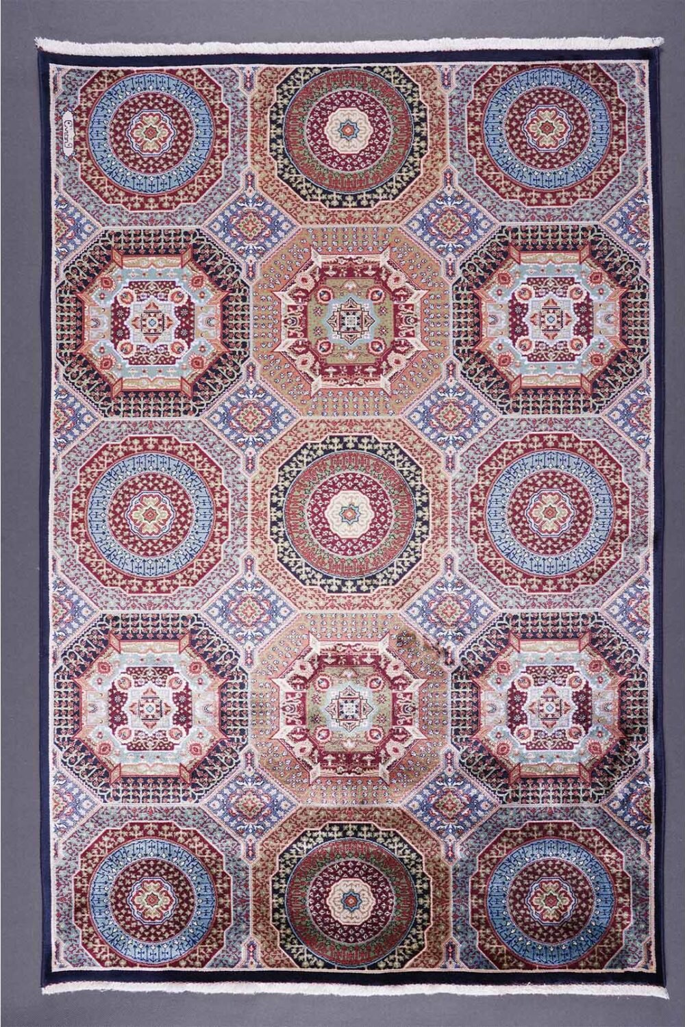 Modern Memluk Blue Small Rug 3.9x2.6 ft Geometric - Rugs 1
