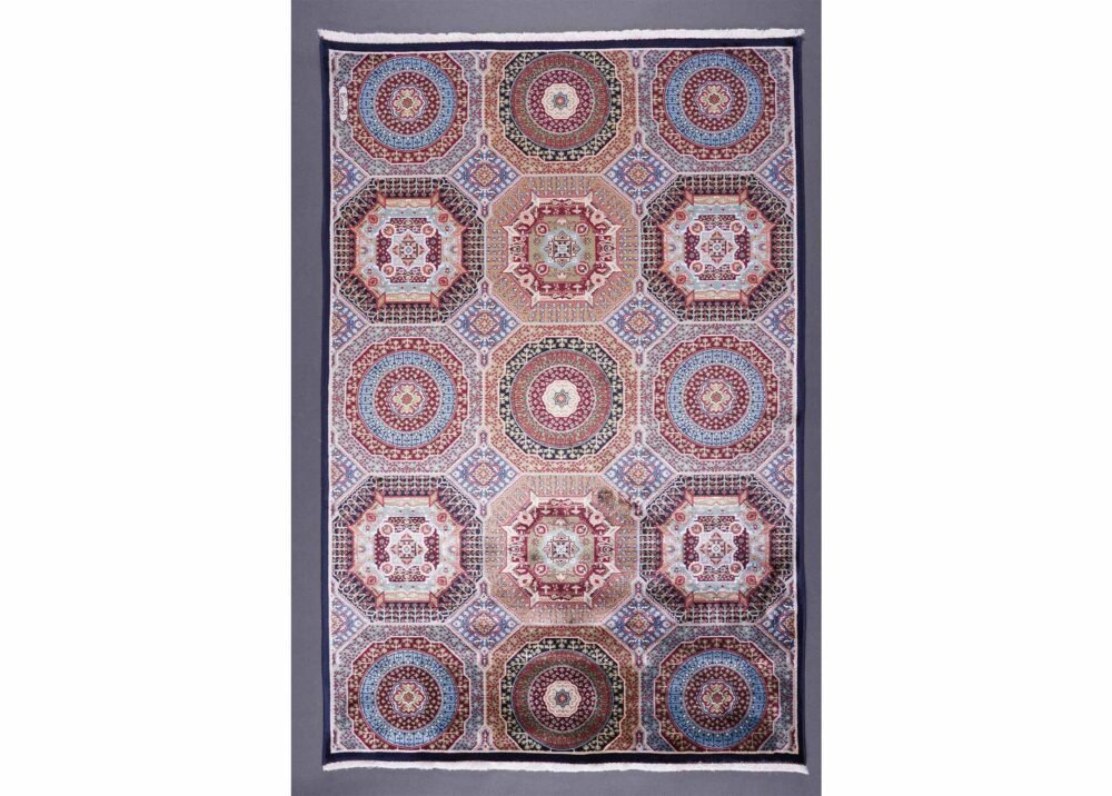 Modern Memluk Blue Small Rug 3.9x2.6 ft Geometric - Rugs 1