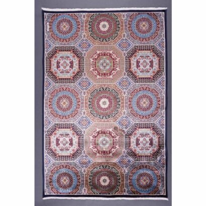 Modern Memluk Blue Small Rug 3.9x2.6 ft Geometric - Rugs 1