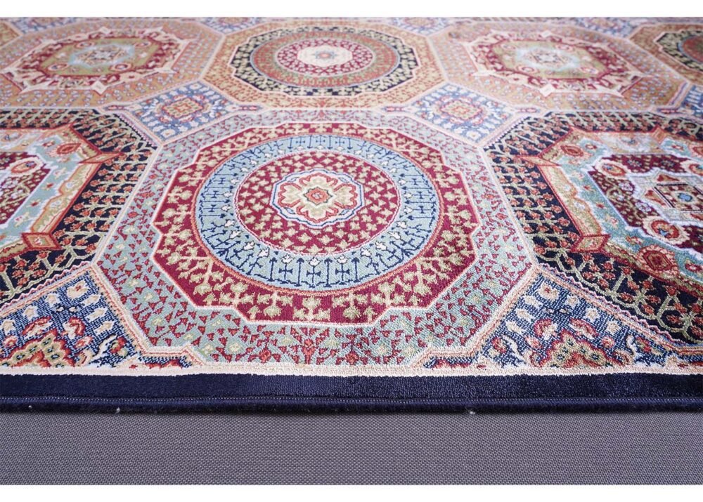 Modern Memluk Blue Small Rug 3.9x2.6 ft Geometric - Rugs 1