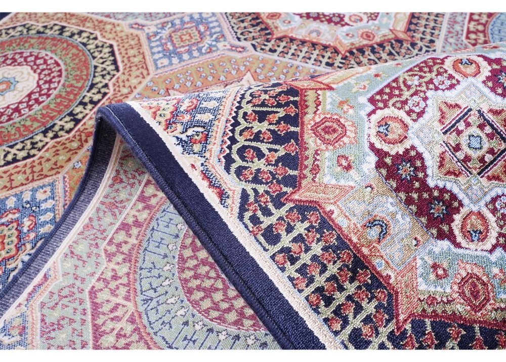 Modern Memluk Blue Small Rug 3.9x2.6 ft Geometric - Rugs 1