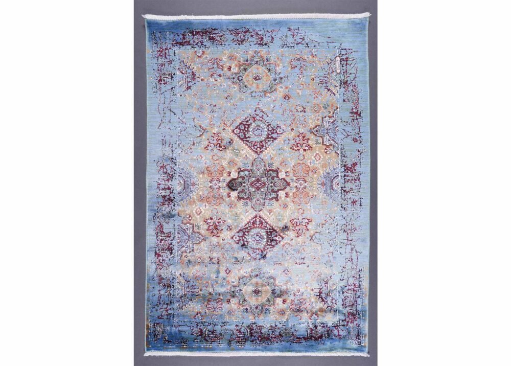 Modern Oriental Rug Washable 3.9x2.6 ft Blue-Red - Rugs 1