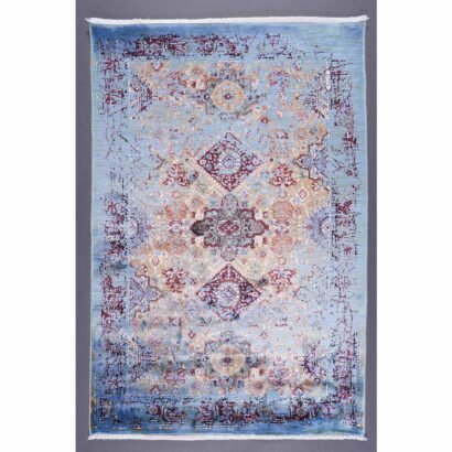 Modern Oriental Rug Washable 3.9x2.6 ft Blue-Red - Rugs 1