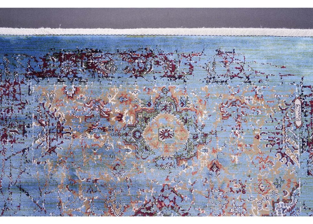 Modern Oriental Rug Washable 3.9x2.6 ft Blue-Red - Rugs 1