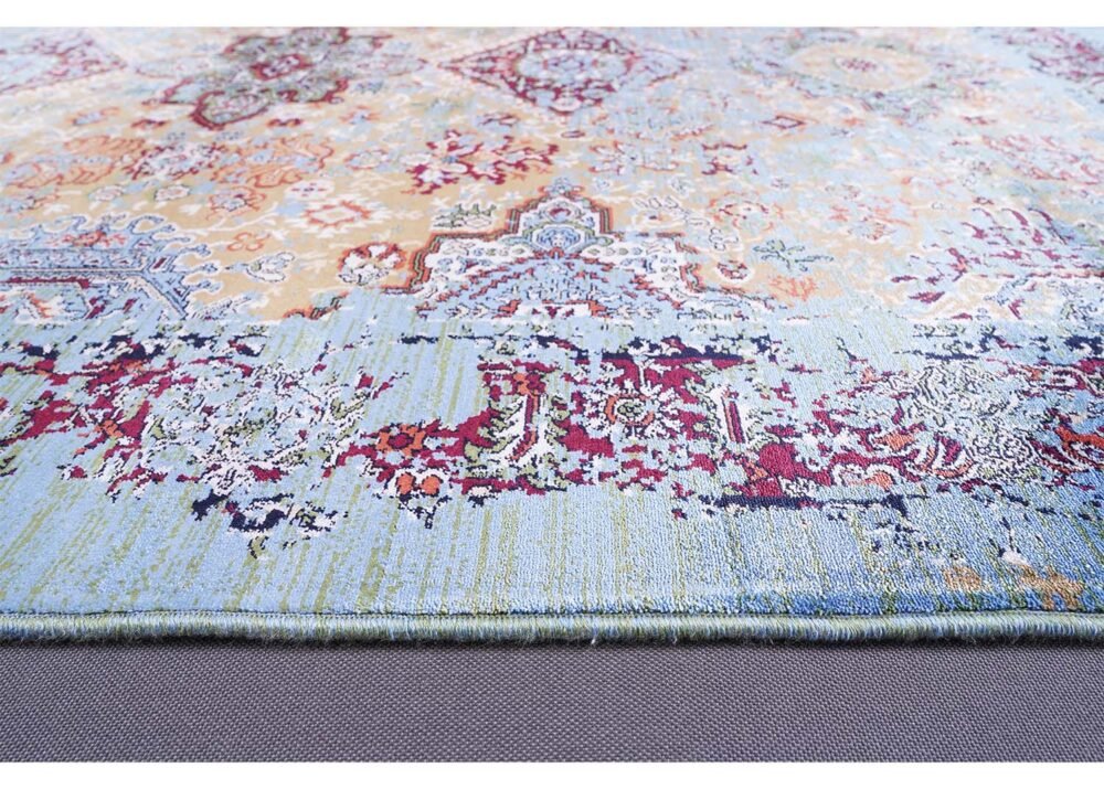 Modern Oriental Rug Washable 3.9x2.6 ft Blue-Red - Rugs 1
