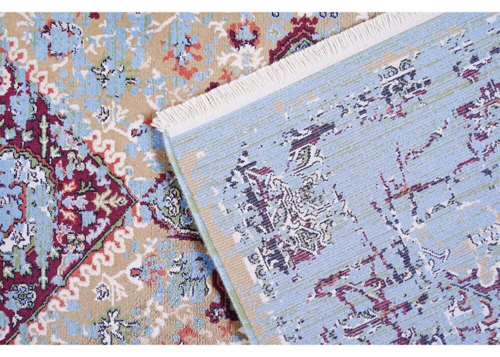 Modern Oriental Rug Washable 3.9x2.6 ft Blue-Red - Rugs 1
