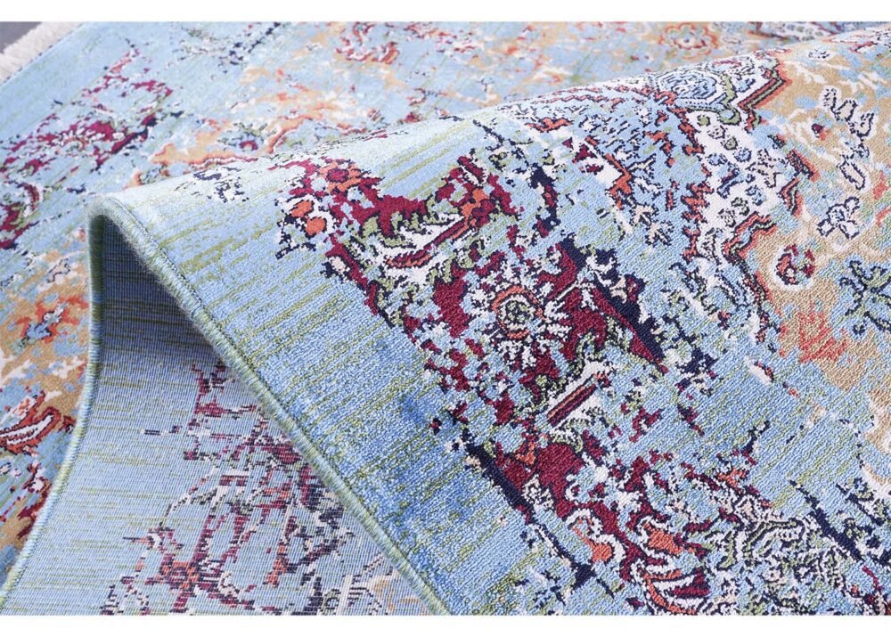 Modern Oriental Rug Washable 3.9x2.6 ft Blue-Red - Rugs 1