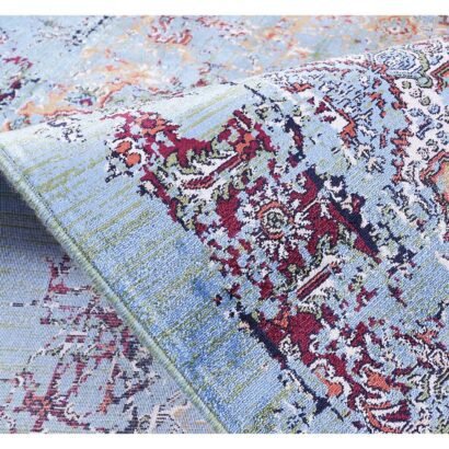Modern Oriental Rug Washable 3.9x2.6 ft Blue-Red - Rugs 1