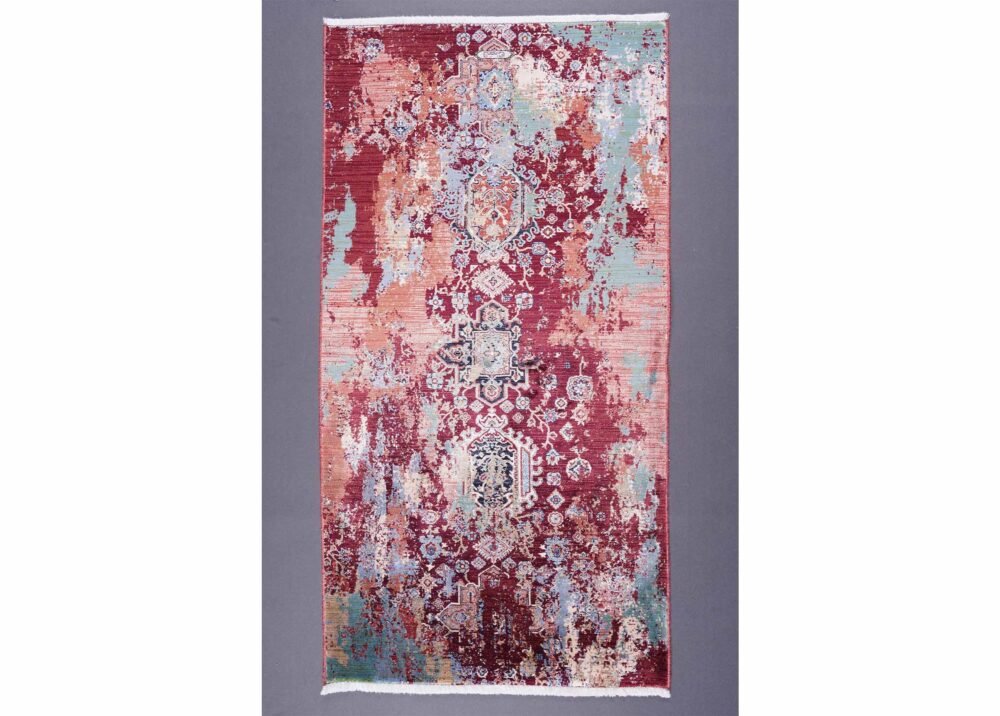 Modern Red Rug Washable Oriental 1.9x3.9 ft Turkish - Rugs 1
