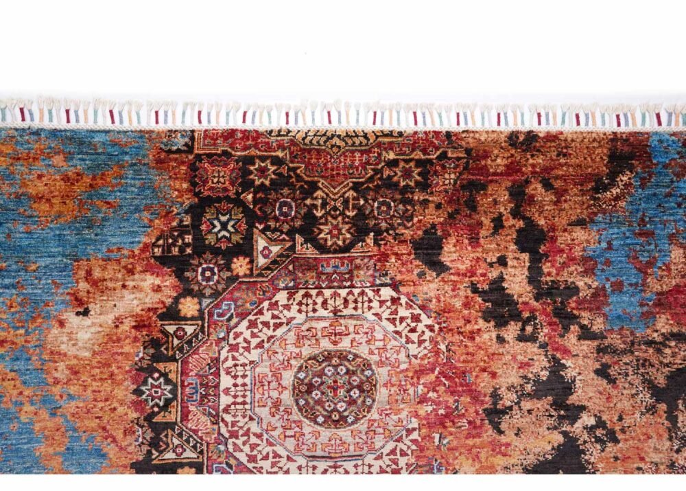 Modern Traditional Area Rugs Orange-Blue 7.8x5.4 ft Memluk