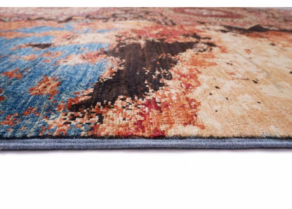 Modern Traditional Area Rugs Orange-Blue 7.8x5.4 ft Memluk