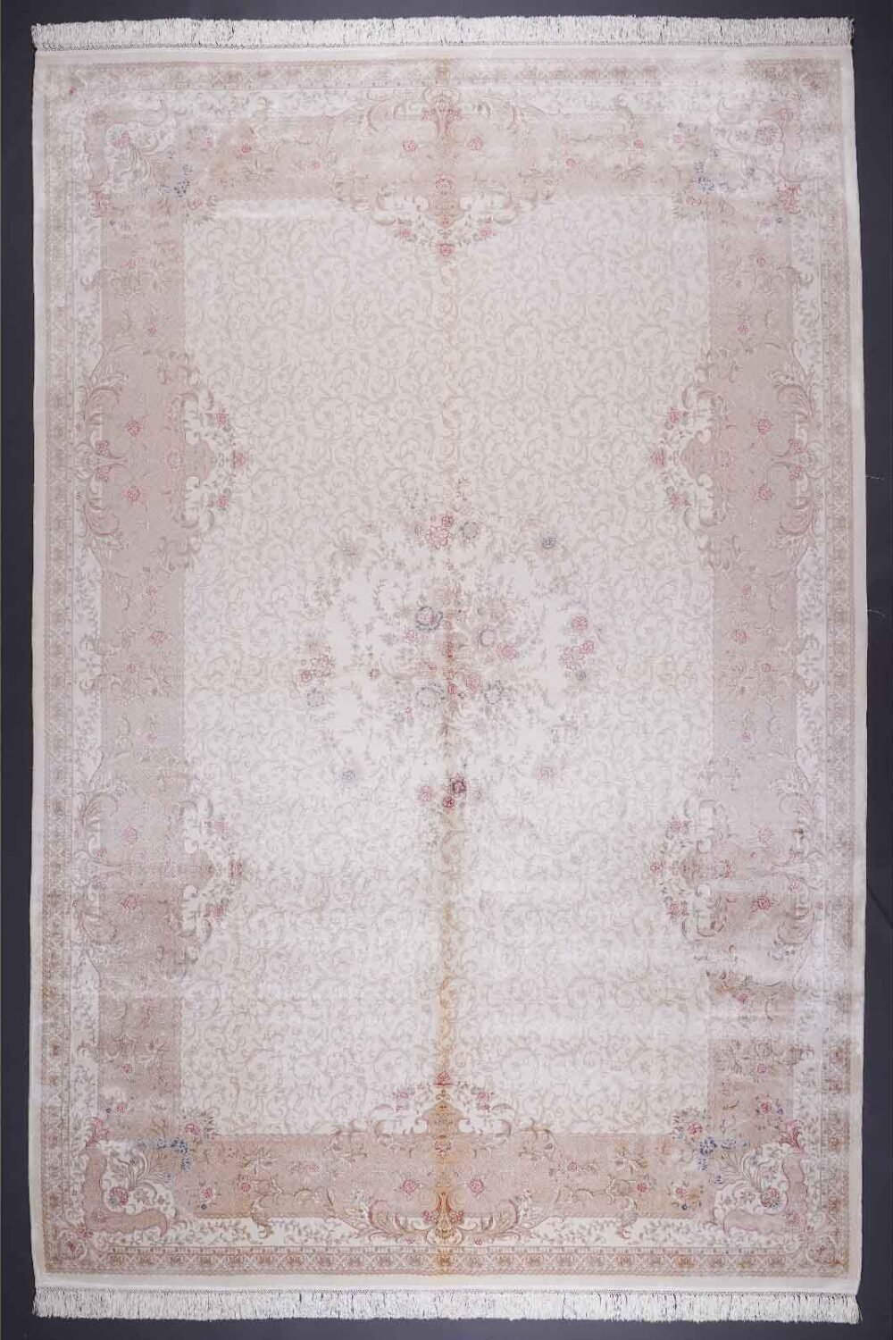 Neutral Outdoor Rug Washable Bamboo Silk Medallion 6.5x9.5 ft - Rugs 1