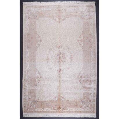 Neutral Outdoor Rug Washable Bamboo Silk Medallion 6.5x9.5 ft - Rugs 1