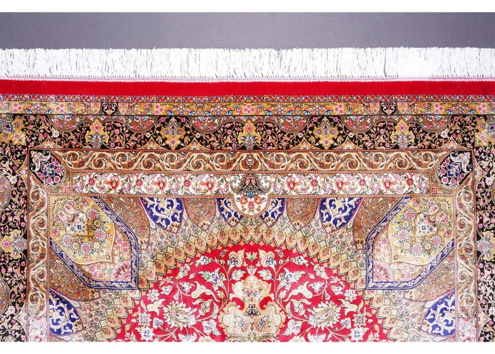 New Red Orange Rug Silk Medallion 3.9x5.9 ft - Rugs 1