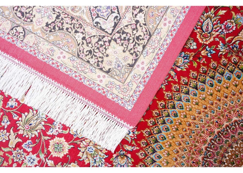 New Red Orange Rug Silk Medallion 3.9x5.9 ft - Rugs 1
