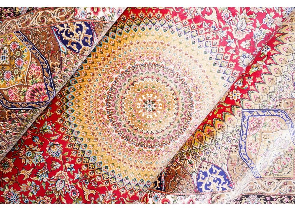 New Red Orange Rug Silk Medallion 3.9x5.9 ft - Rugs 1