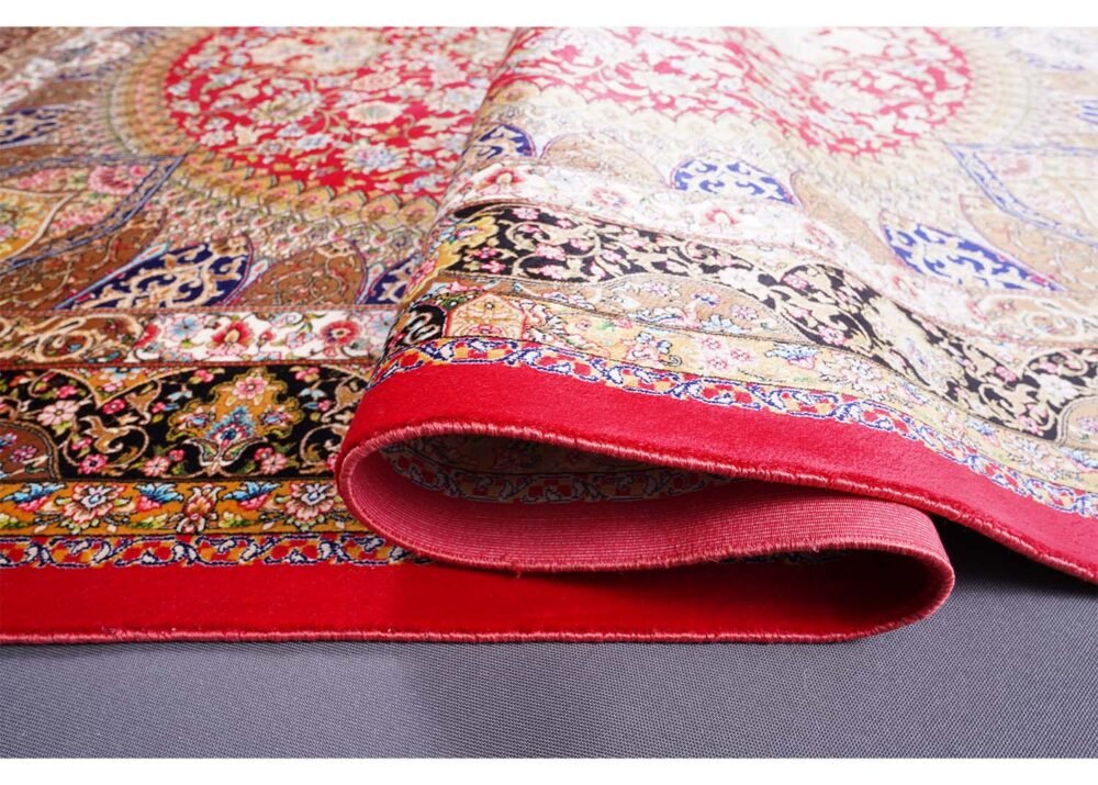 New Red Orange Rug Silk Medallion 3.9x5.9 ft - Rugs 1