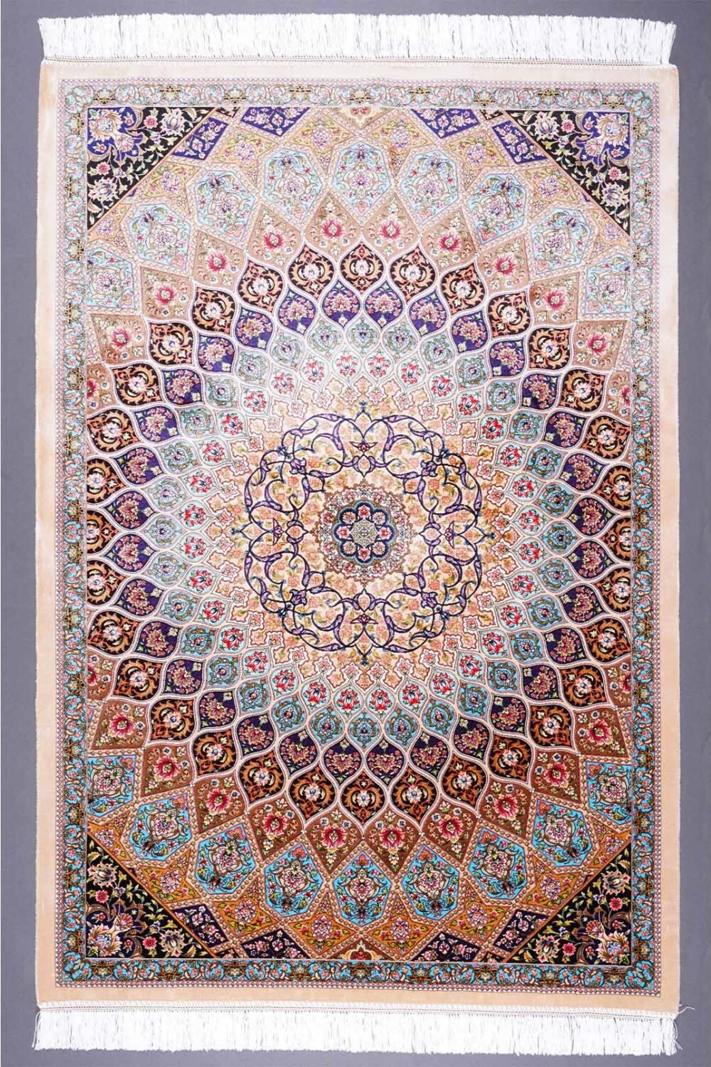 New Rugs for Office Beige Silk Medallion 4.9x3.2 ft - Rugs 1