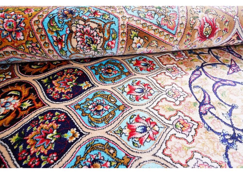 New Rugs for Office Beige Silk Medallion 4.9x3.2 ft - Rugs 1