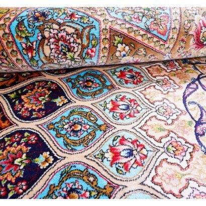New Rugs for Office Beige Silk Medallion 4.9x3.2 ft - Rugs 1