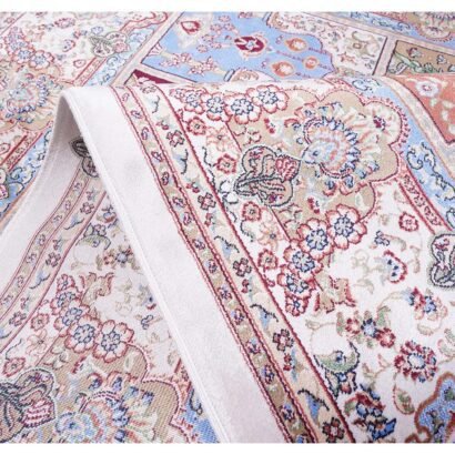Orange and White Checkered Rug 2.6x3.9 ft Silk Medallion - Rugs 1