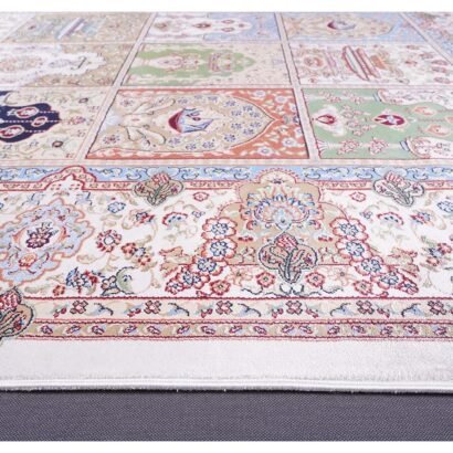 Orange and White Checkered Rug 2.6x3.9 ft Silk Medallion - Rugs 1