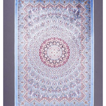 Oriental Blue White Rug 1.9x2.9 ft Silk Medallion - Rugs 1