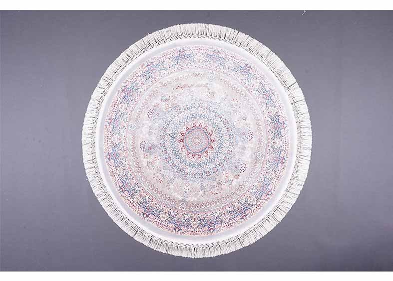 Oriental Round Grey Rug Silk Medallion 3.2x3.2 ft - Rugs 1