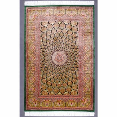 Oriental Rugs for Sale Brown-Green Silk 3.9x5.9 ft Medallion - Rugs 1