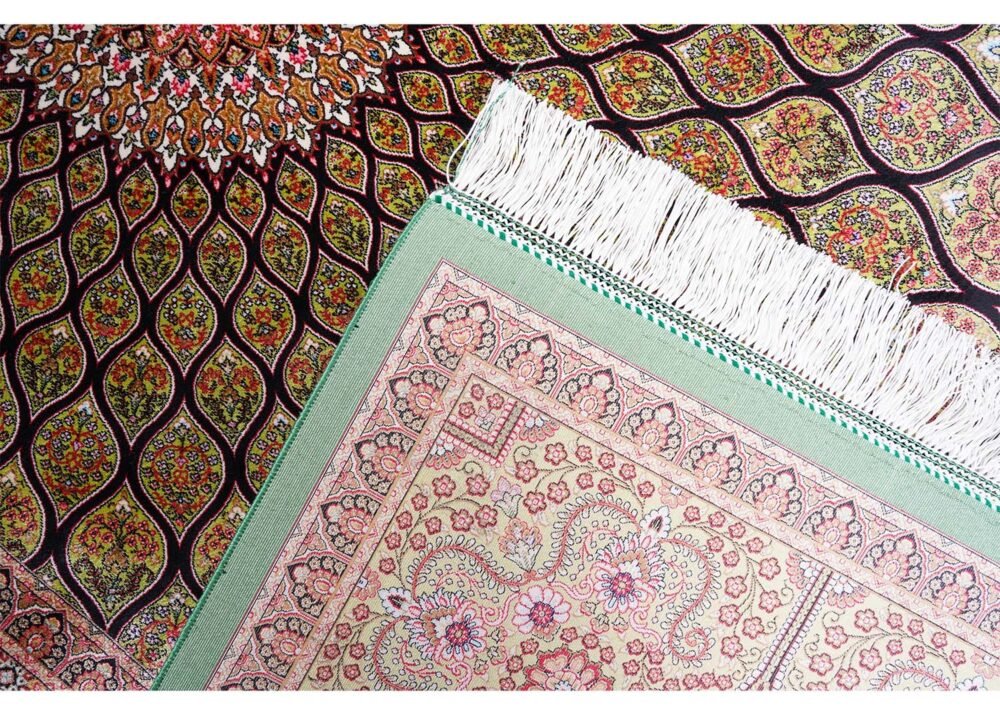 Oriental Rugs for Sale Brown-Green Silk 3.9x5.9 ft Medallion - Rugs 1