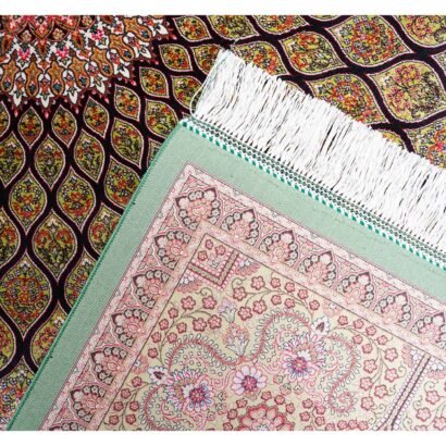 Oriental Rugs for Sale Brown-Green Silk 3.9x5.9 ft Medallion - Rugs 1