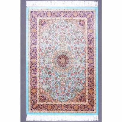 Oriental Small Rugs for Room Medallion Silk 4.9x3.2 ft - Rugs 1