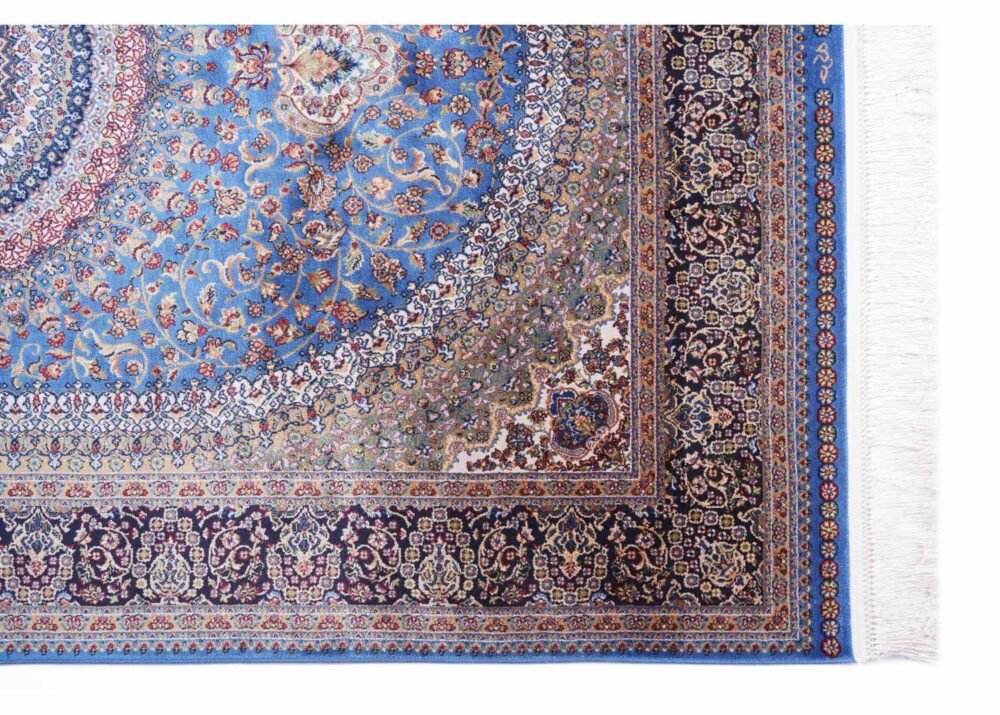 Ottoman Blue and Brown Rug Oriental Bamboo-Silk 4x6 ft