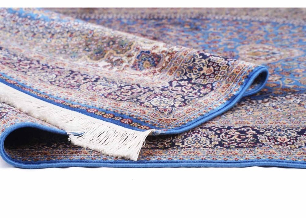 Ottoman Blue and Brown Rug Oriental Bamboo-Silk 4x6 ft