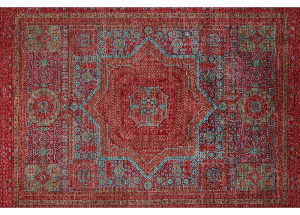 Red Area Rug for Kitchen, Bedroom, Living Room Traditional Memluk