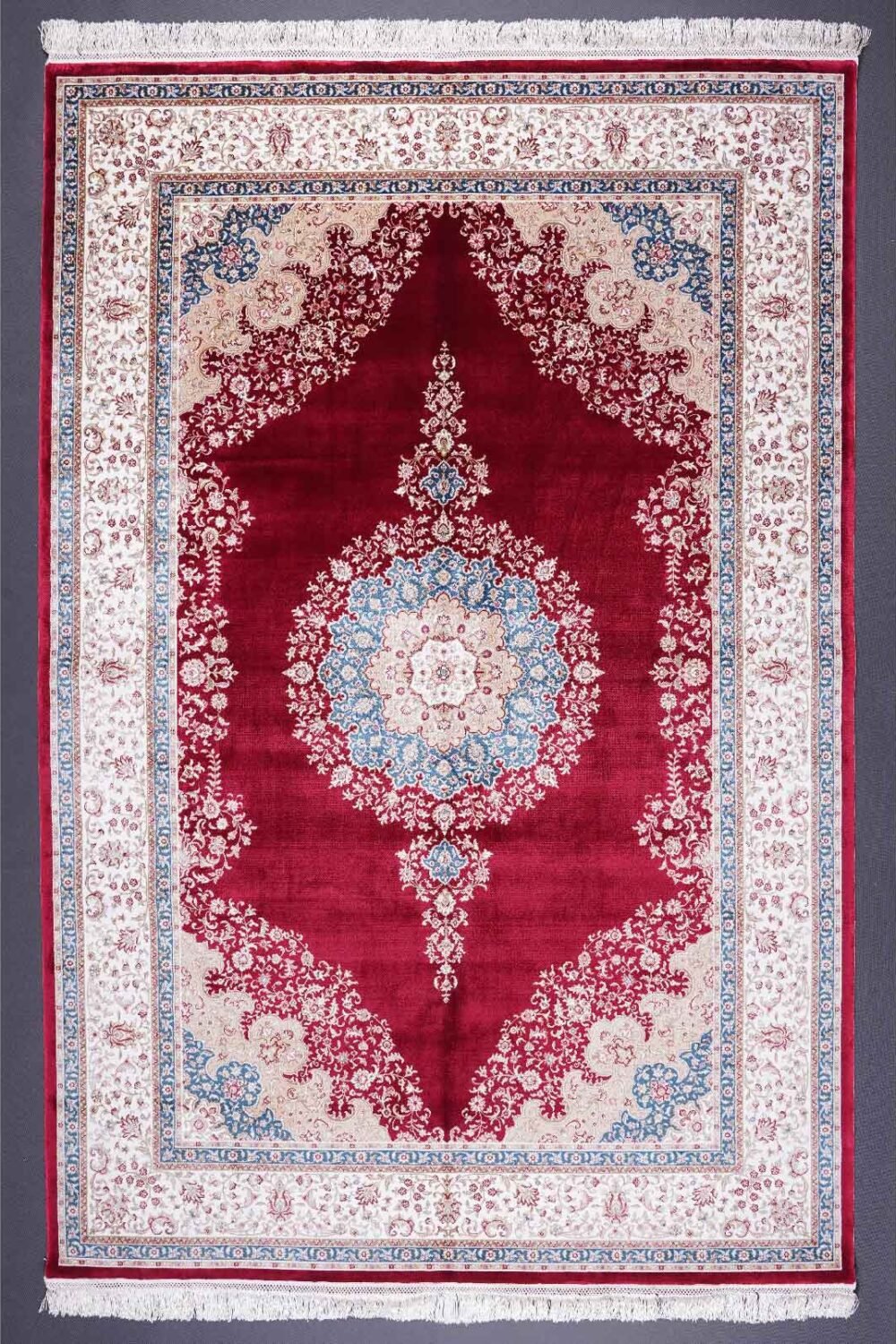 Red Area Rugs for Living Room Bamboo Silk Medallion 6.2x4.2 ft - Rugs 1