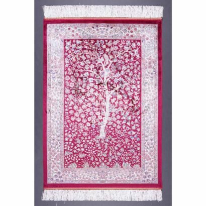 Red Beige Rug Small Area Silk Medallion 2.6x3.9 ft - Rugs 1