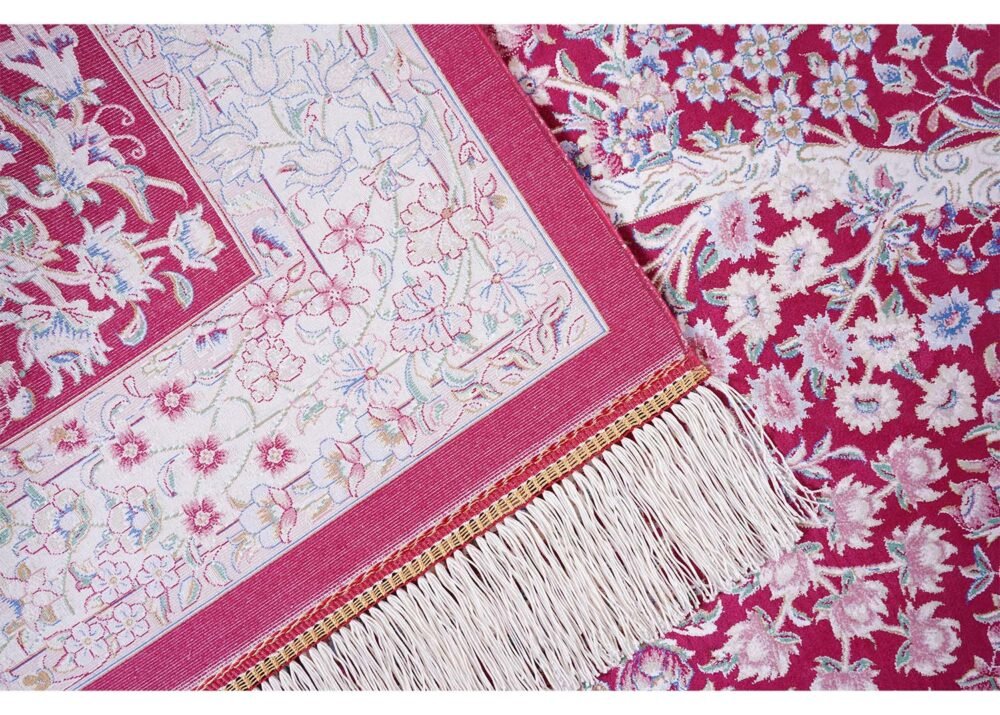 Red Beige Rug Small Area Silk Medallion 2.6x3.9 ft - Rugs 1