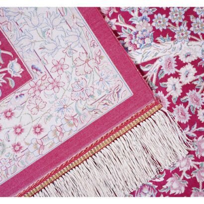 Red Beige Rug Small Area Silk Medallion 2.6x3.9 ft - Rugs 1