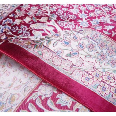 Red Beige Rug Small Area Silk Medallion 2.6x3.9 ft - Rugs 1
