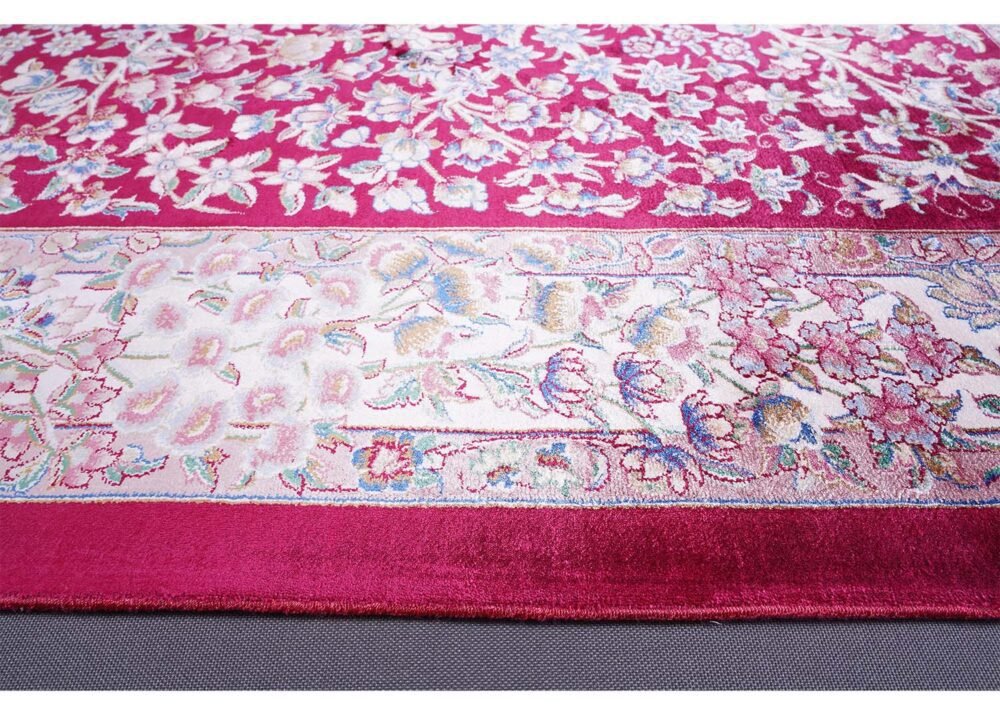 Red Beige Rug Small Area Silk Medallion 2.6x3.9 ft - Rugs 1