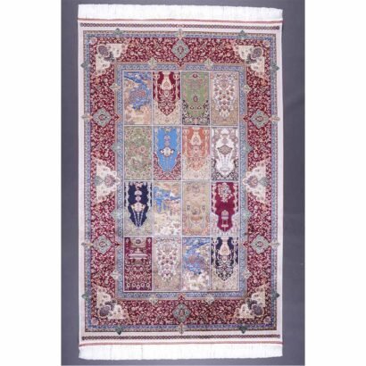 Red Medallion Rug 3.9x5.9 ft Machine Made Silk - Rugs 1